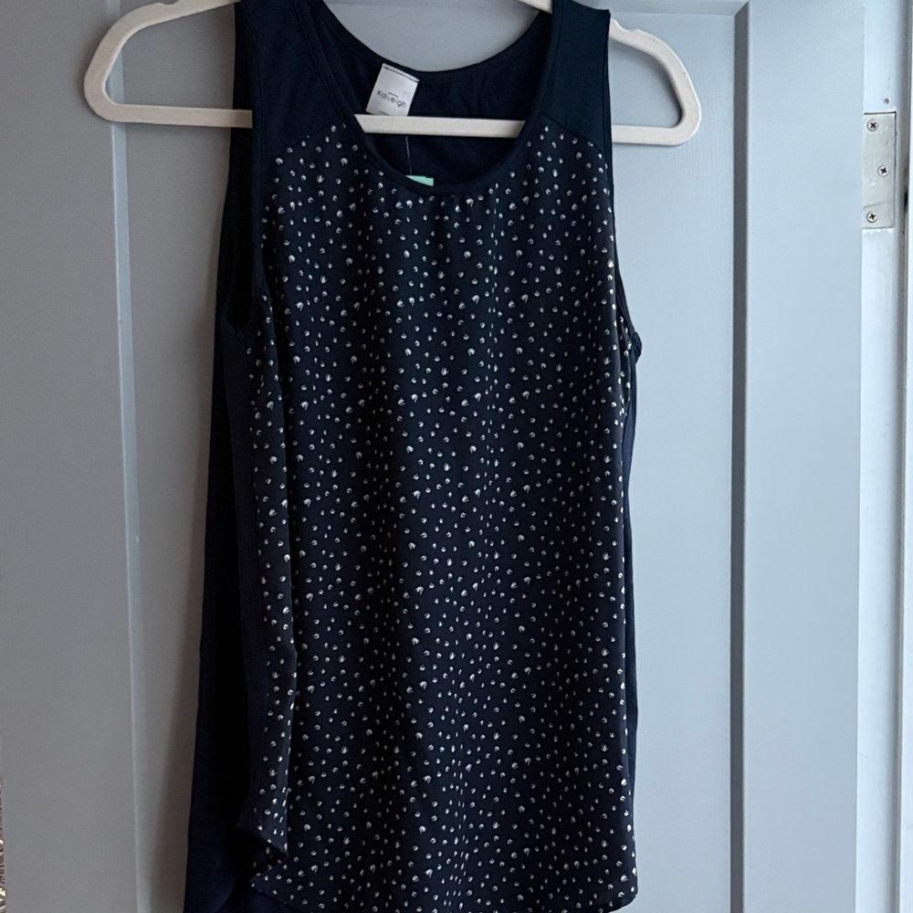 Navy Patterned Tank Top